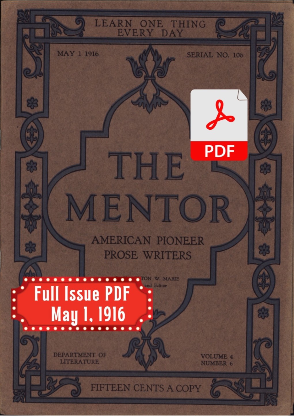 The Mentor No. 106 - American Pioneer Prose Writers
