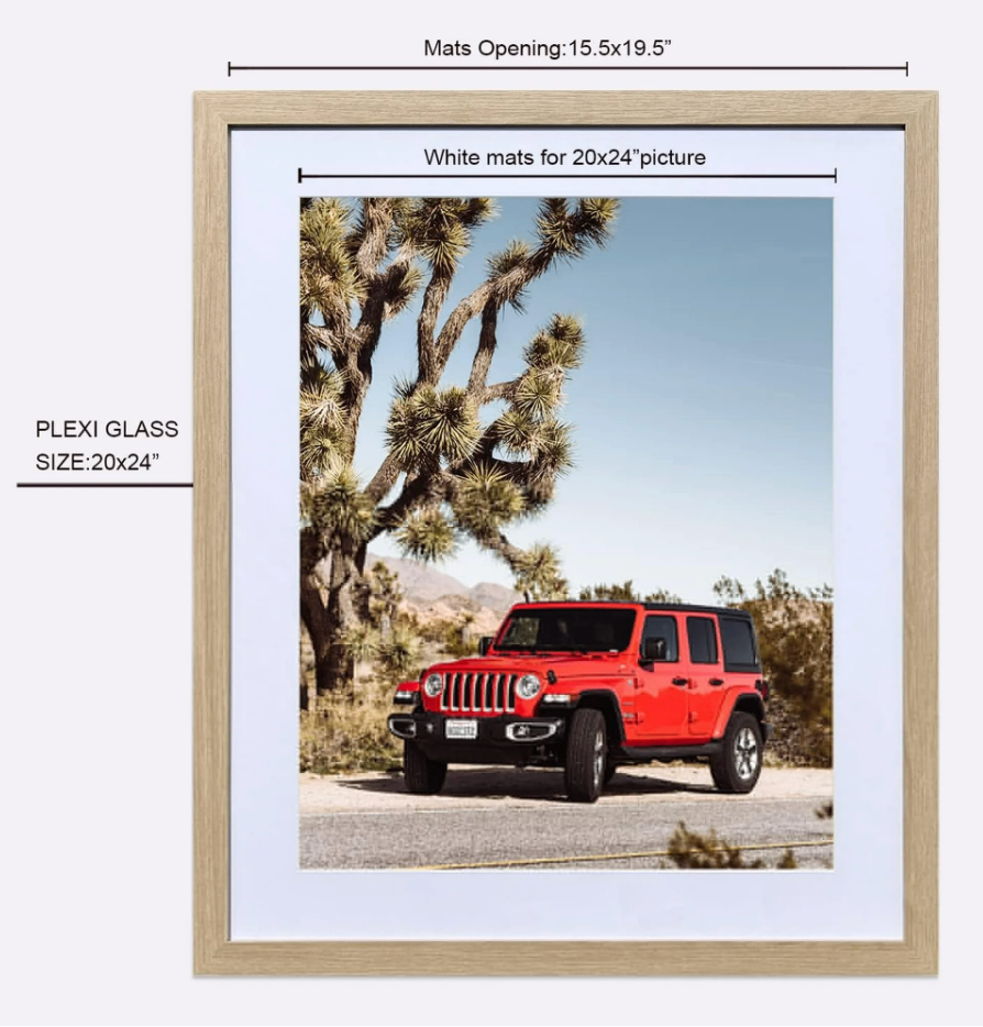 20 x 24 Beige Wood Grain Style Picture Frame, matted to 16 x 20