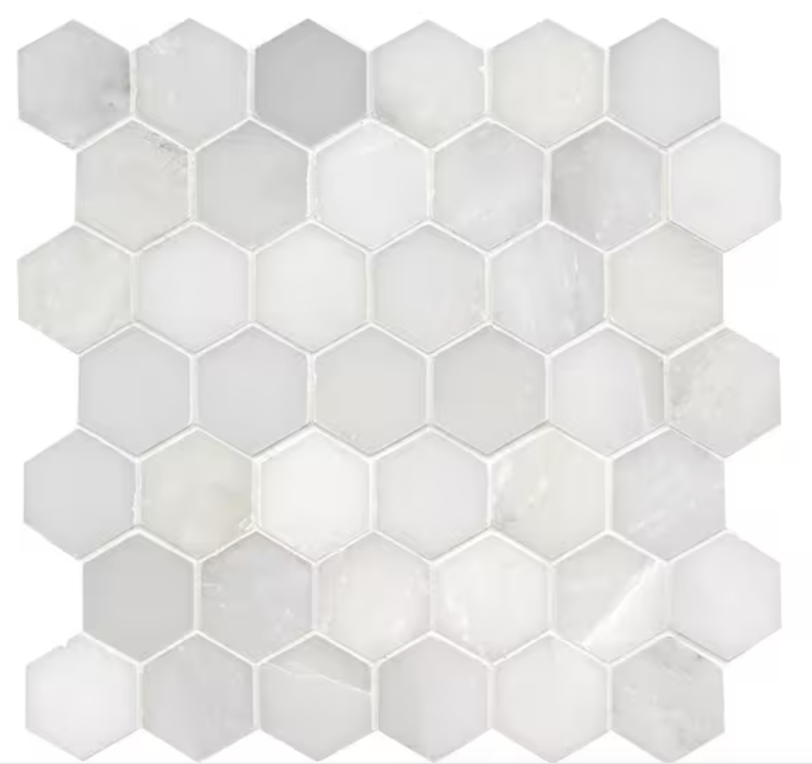 Polished Marble 2 in Hexagon Mosaic Tile / Mugla White Turkey / 12 sheets