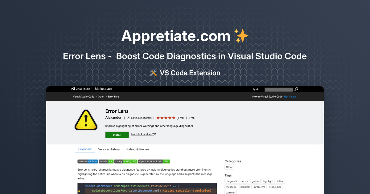 Error Lens - Boost Code Diagnostics in Visual Studio Code