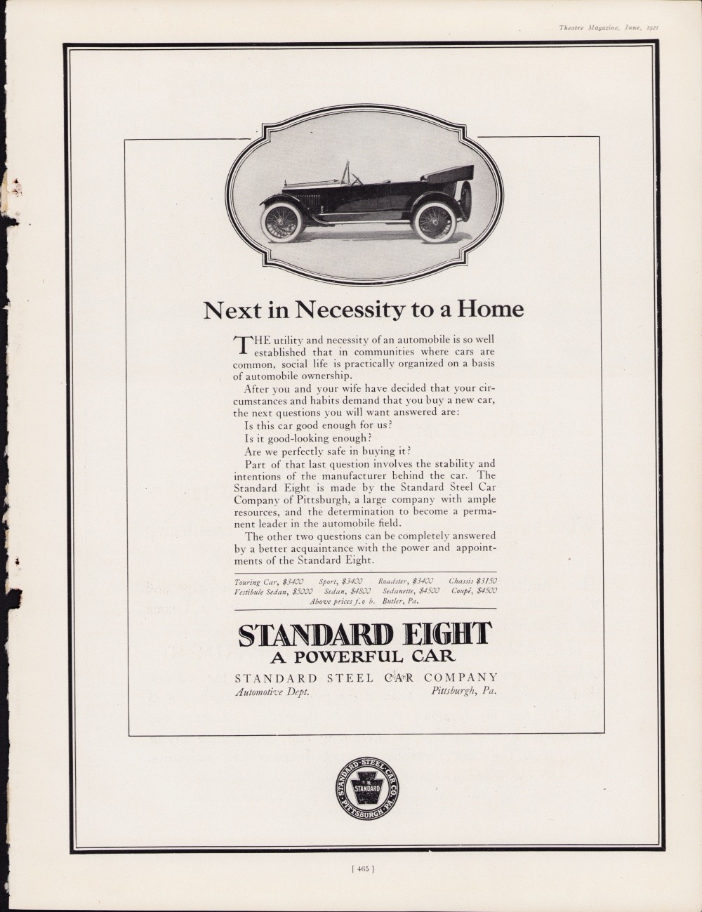 Standard Steel Co - Standard Eight - A Powerful Car