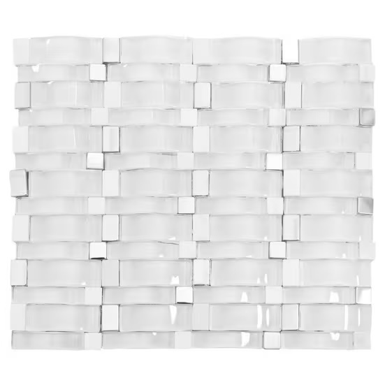 White and Clear Glass Basket Weave Mosaic Tile Sheets / Super White Line and Dot Mosaic / 6 sheets