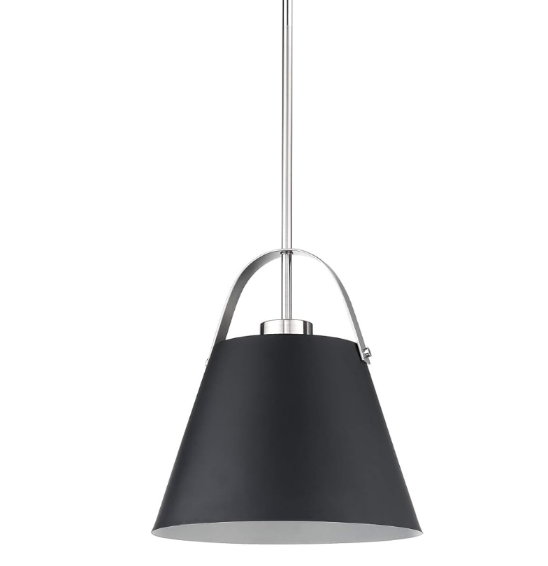 Z-Studio 13 in Cone Metal Pendant Light. Matte Black, Brushed Nickel