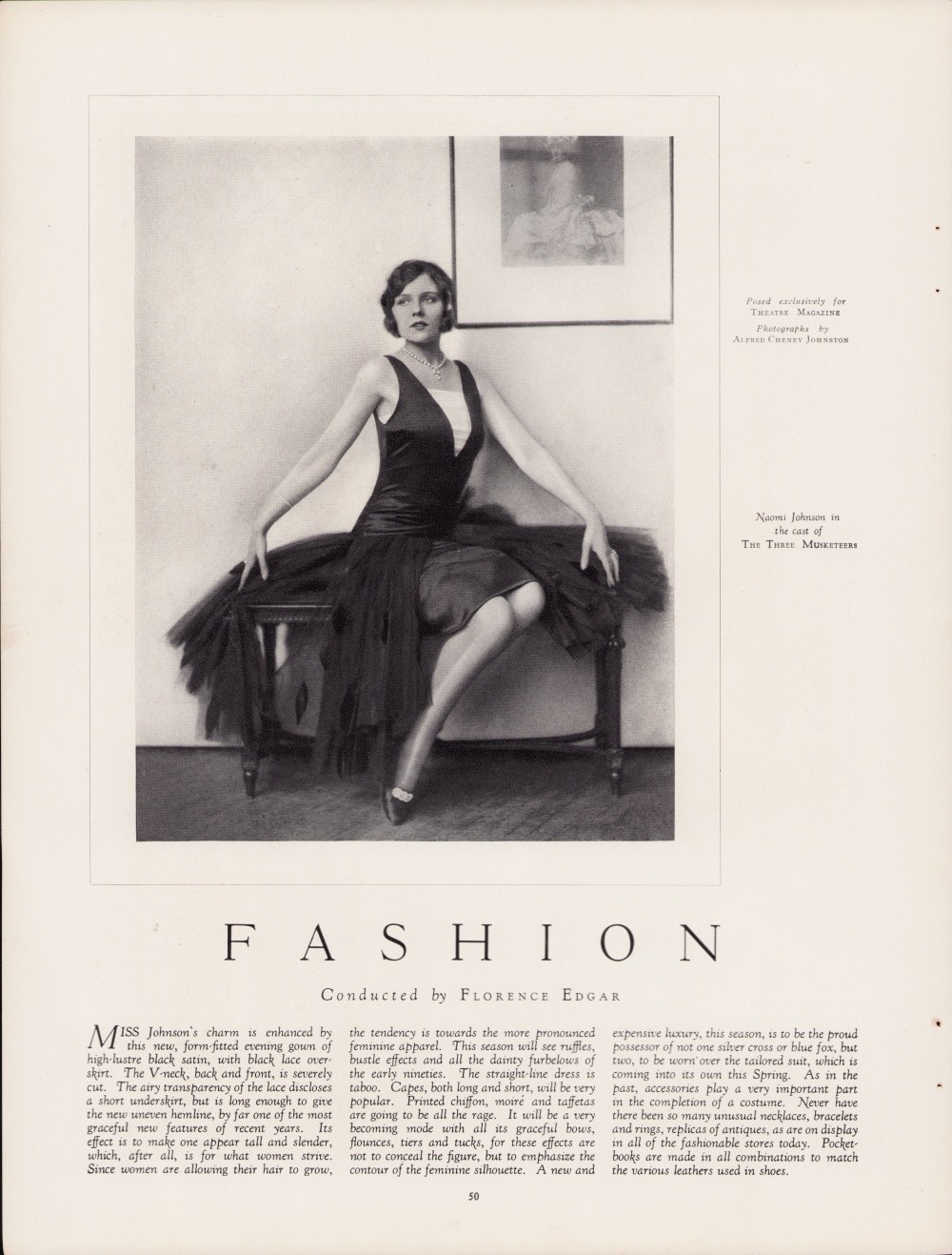 FASHION - Naomi Johnson in the Cast of the Three Murderers